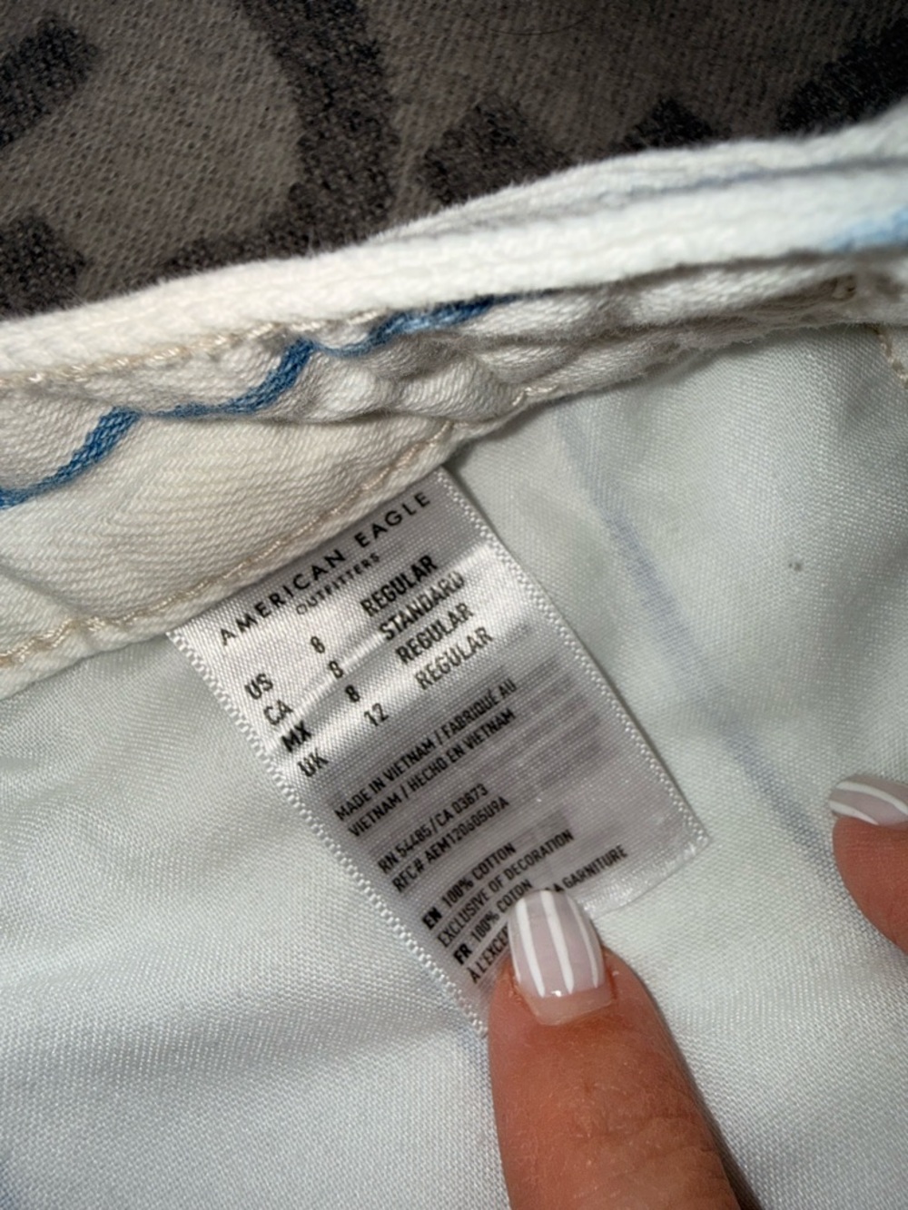 American Eagle White Mini Denim Skirt with Blue Pinstripes - Picture 5 of 9